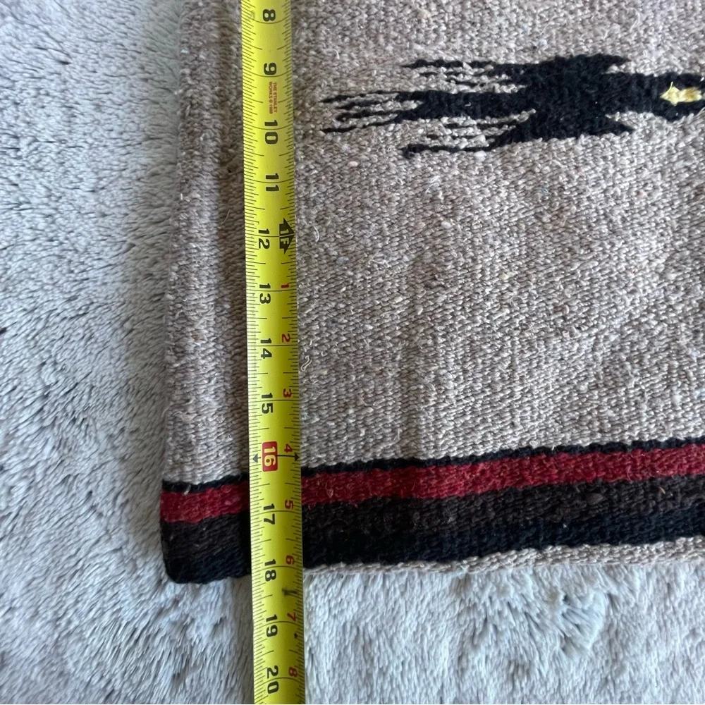 Handwoven Cream Southwestern Accent Rugs with Black and Red Stripe Set Of 2